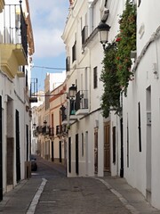 Narrow traditional alley in Zafra, Extremadura - Spain 