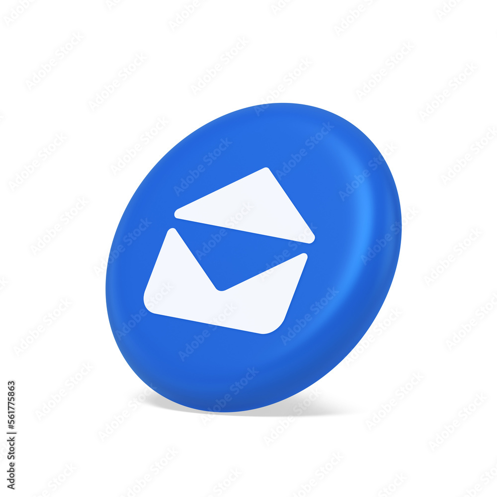 Poster email open envelope letter received incoming message button 3d isometric realistic icon