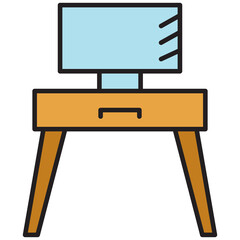 Fototapeta premium Television on Table Icon 