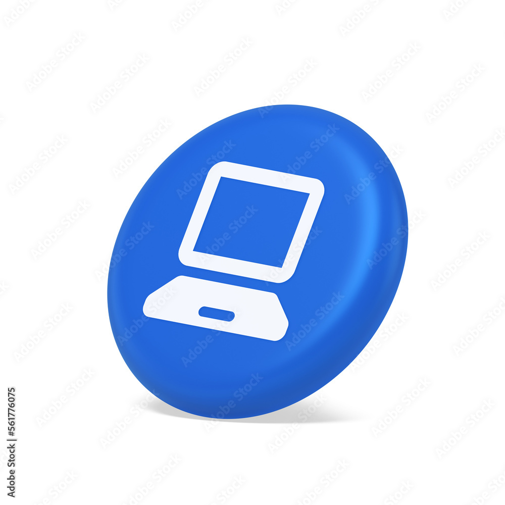 Poster computer network connection button digital information browsing 3d isometric realistic icon
