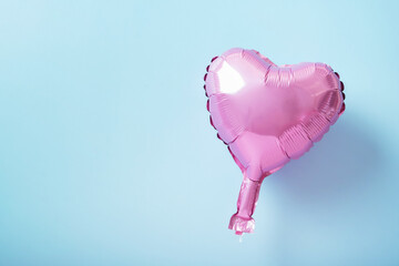 Air balloon heart shape mock up on blue background. Valentines day decorations