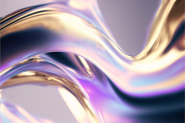 透明なガラスの波と柔らかな光の抽象的な背景, Generative AI