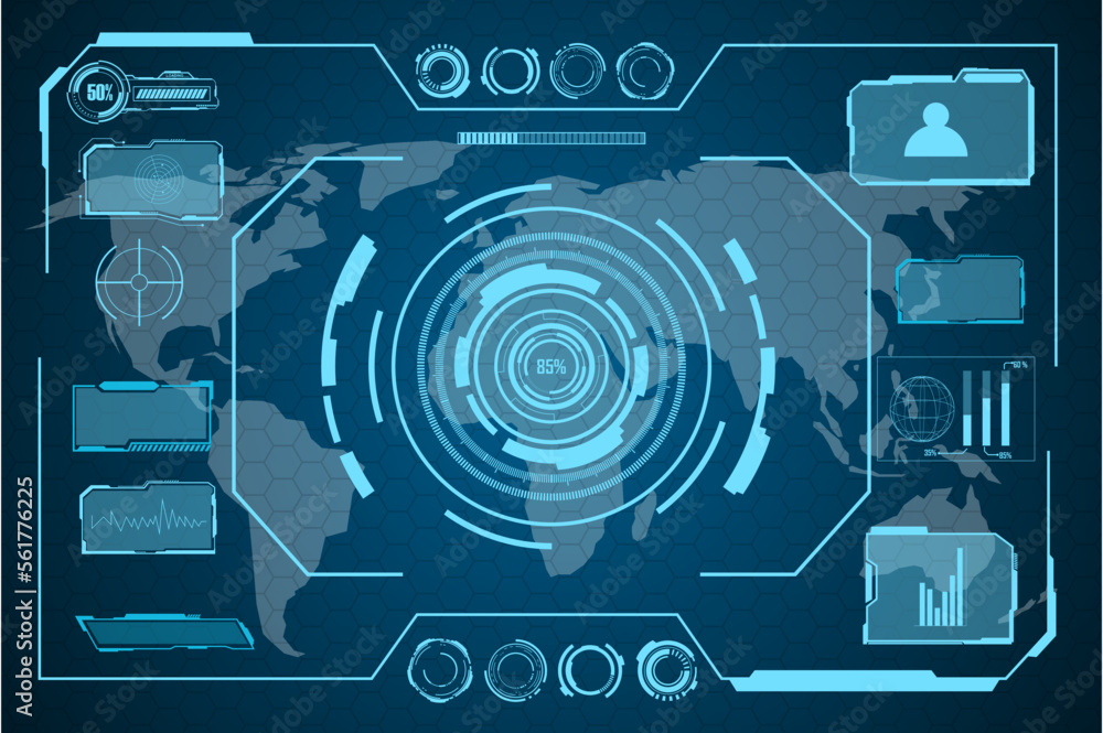 Poster abstract technology futuristic concept hud interface hologram elements of digital data and circle