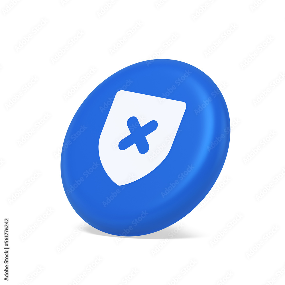 Poster decline shield button cross mark wrong unsend defense virtual guard 3d isometric realistic icon