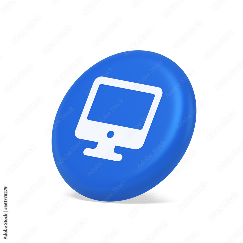 Poster computer monitor connection button cyberspace digital technology 3d isometric realistic icon
