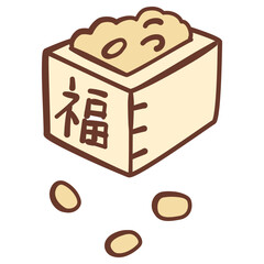 Fukumame, icon for Japanese traditional event Setsubun, vector hand drawn illustration.