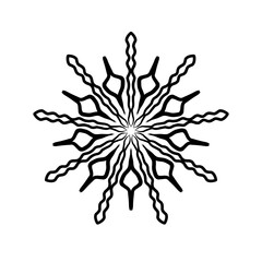 Snowflake, mandala. Coloring book. Free line, isolate on white background.