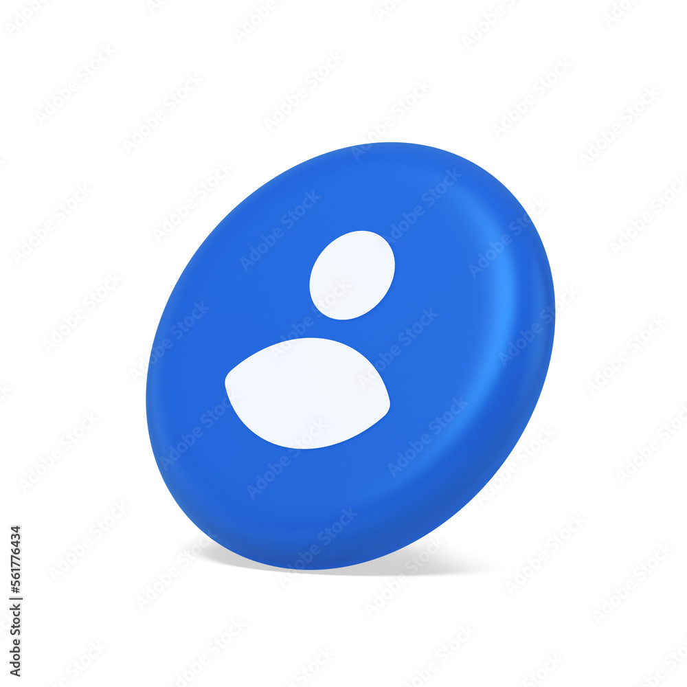 Aufkleber member user personal data button human avatar character social character profile 3d side view icon
