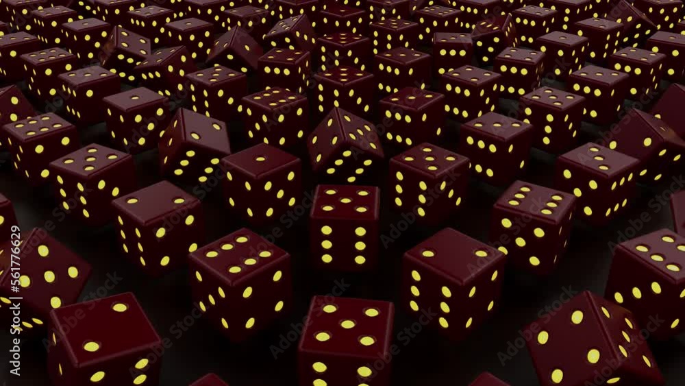 Poster red and yellow lucky gambling dices abstract 3d backdrop - loop video