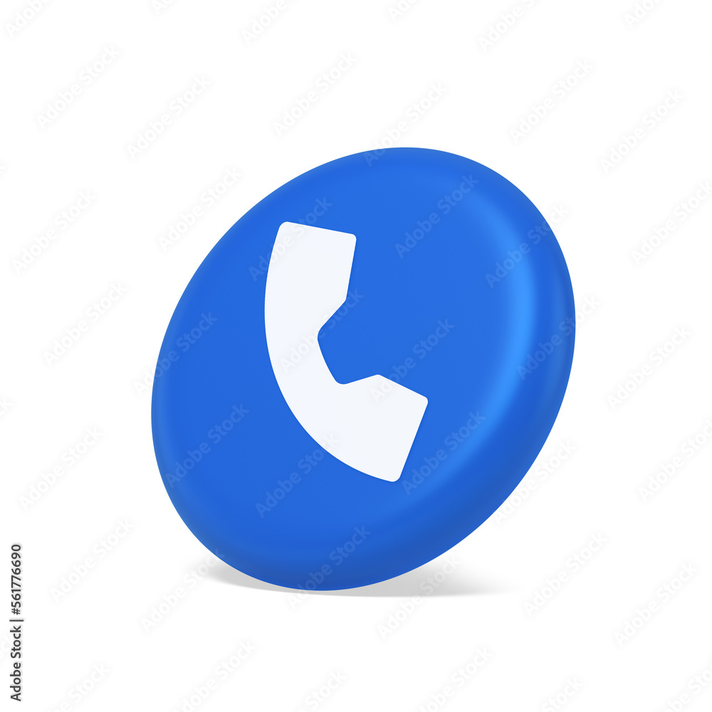 Poster phone call contact voice communication button web application design 3d isometric realistic icon