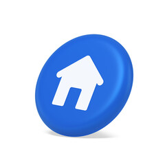 Home page button house web symbol cyberspace application interface 3d isometric realistic icon