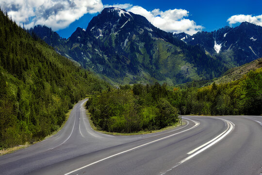 Road to the mountains image generated by AI technology