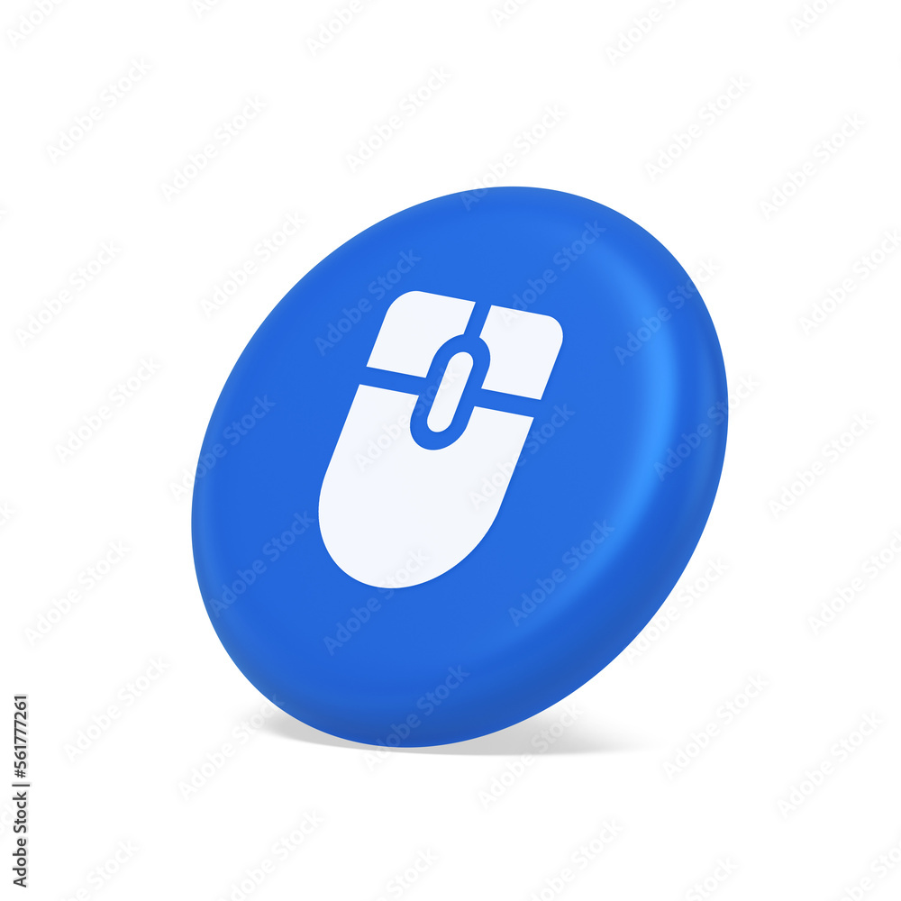 Poster mouse computer scrolling device cursor button click control cyberspace interface 3d side view icon