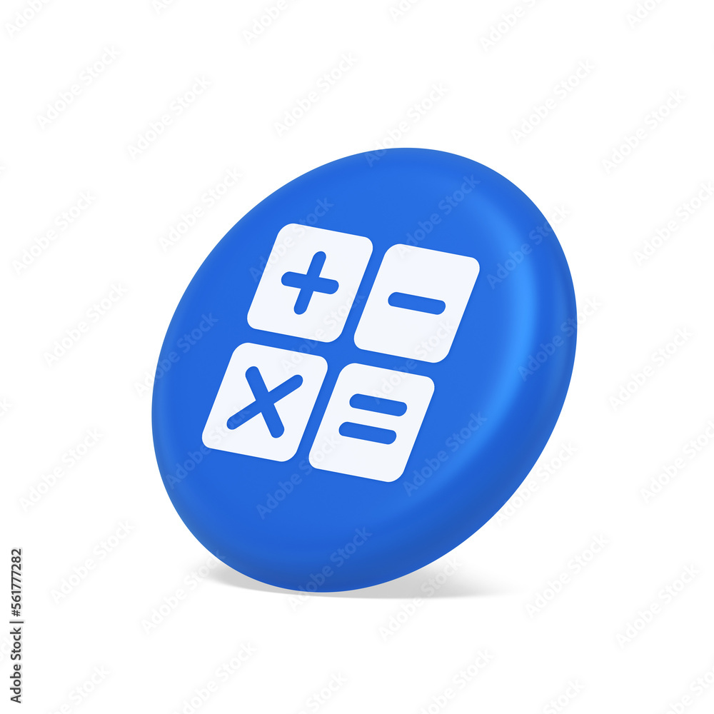 Poster calculator math counting button accounting balance mathematics financial keyboard 3d side view icon