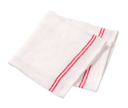 Table cloth kitchen isolated. Top view of white napkin on white background.