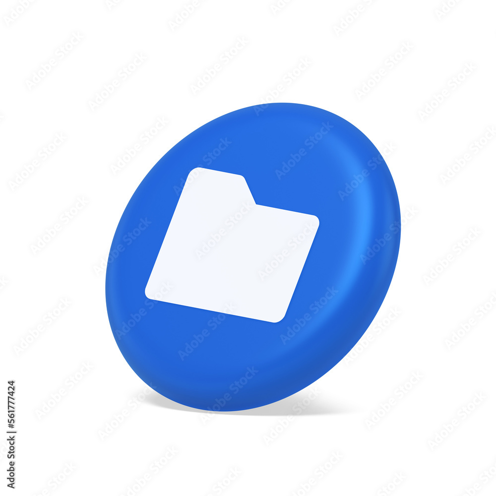 Poster file folder archive directory button cyberspace digital document storage organizing 3d side view ico