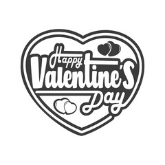 valentines day greeting card with heart shape. Black and white vector illustration