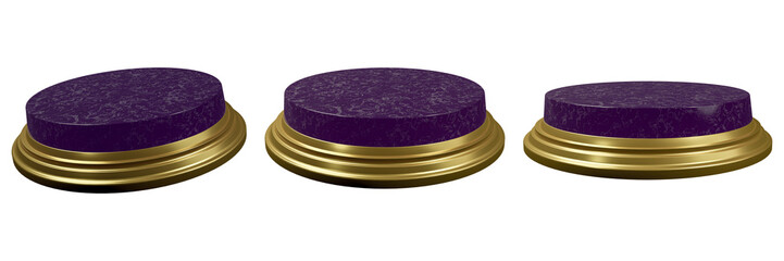 Luxury purple marble podium 3d realistic render with transparent background