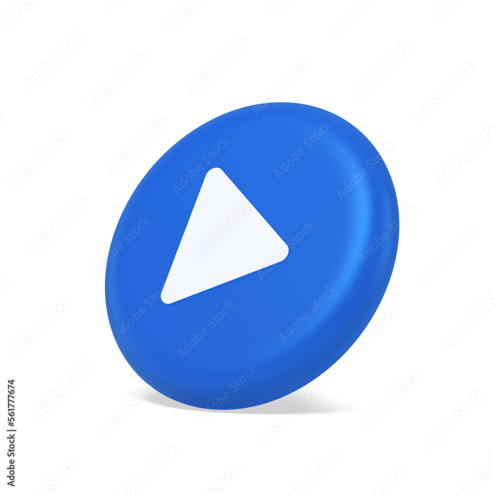 Poster play button triangle right arrow multimedia content player web app design 3d isometric realistic ico