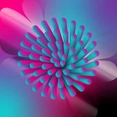 3d neon gradient object, background for flyers or digital content. 3d geometric background