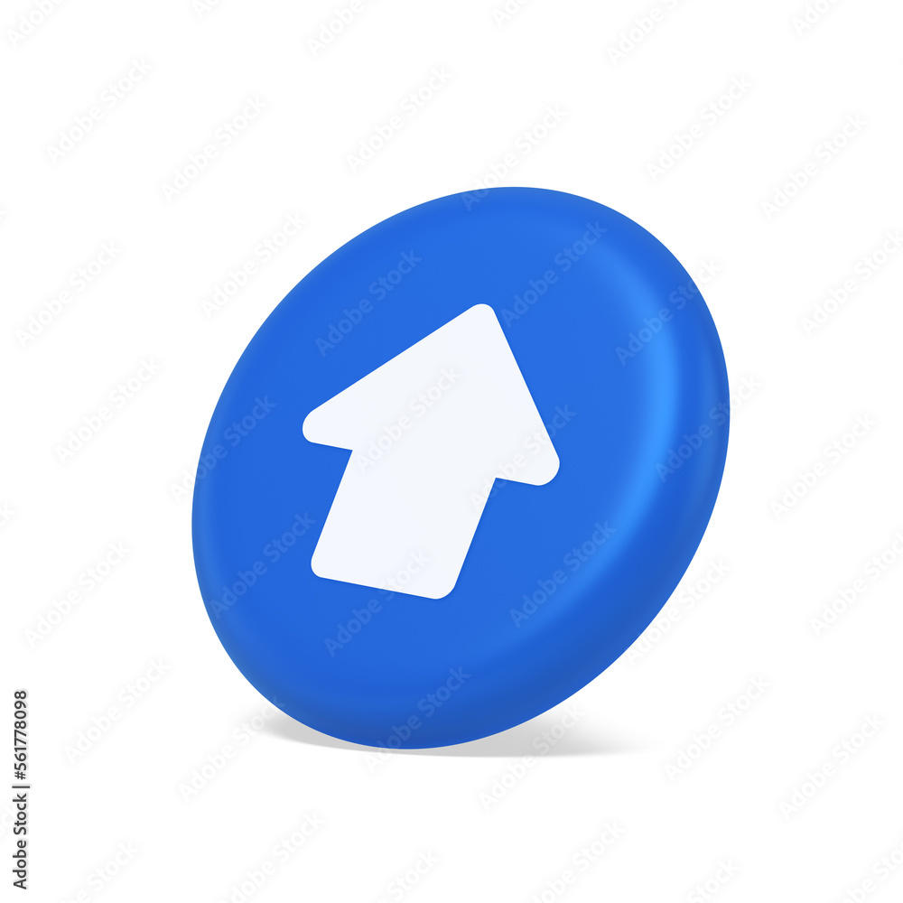 Poster arrow up button directional pointer cyberspace cursor 3d isometric realistic icon