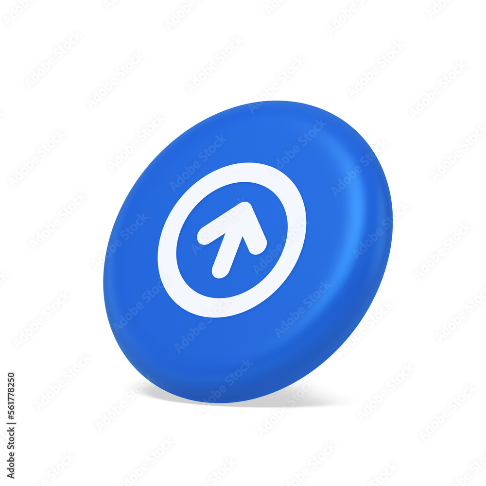 Poster up arrow round border button cyberspace navigation pointer 3d isometric realistic icon