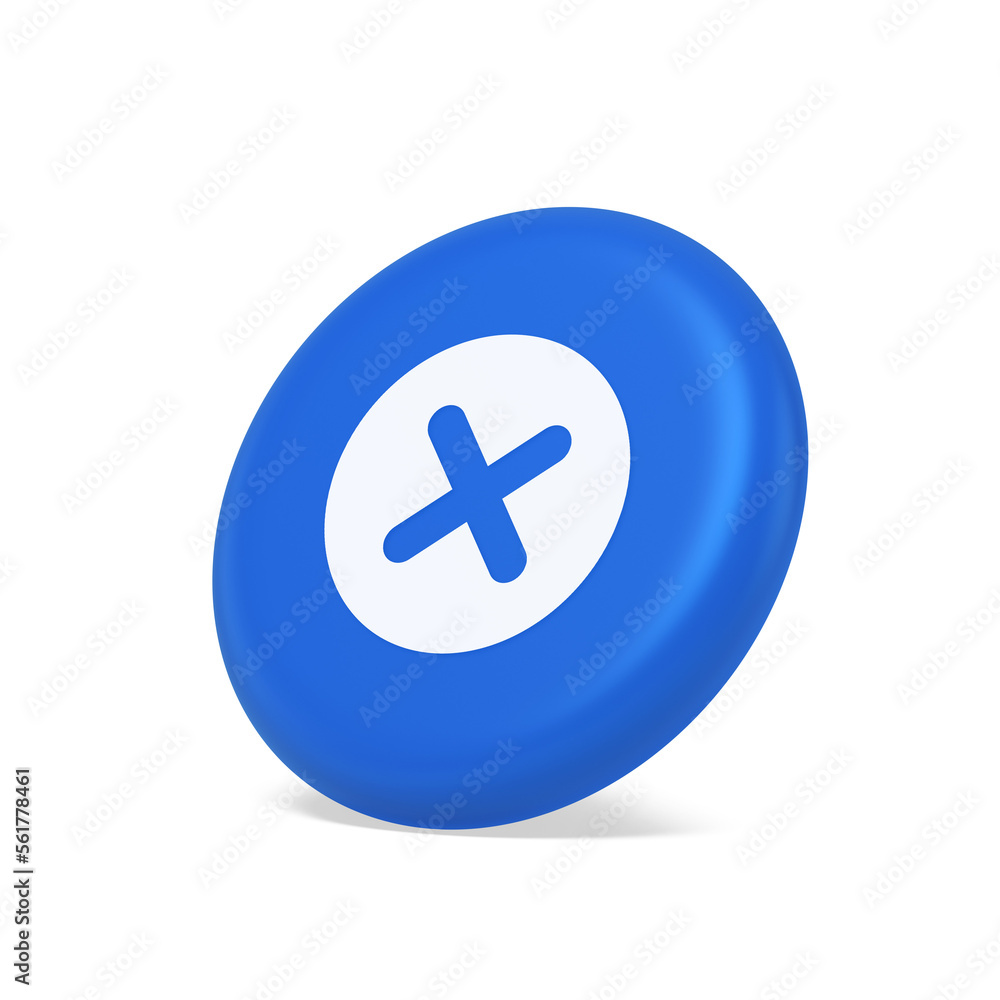 Poster cross button cancel reject decline negative forbidden fail 3d isometric realistic icon