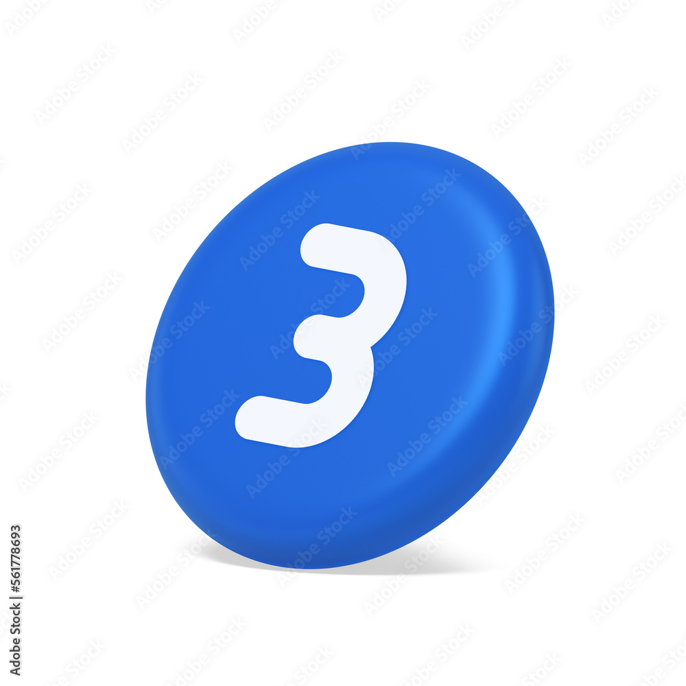 Aufkleber three number button internet communication texting message character 3d isometric realistic icon