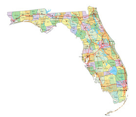 Florida - Highly detailed editable political map with labeling. - 561778653