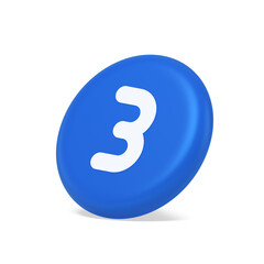 Three number button internet communication texting message character 3d isometric realistic icon