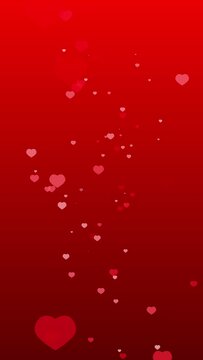 Floating hearts in red background