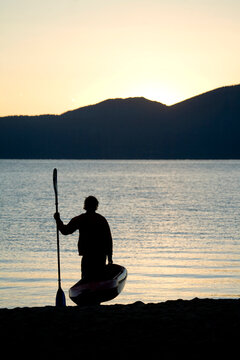 Kayaking near DL Bliss State Park on Lake Tahoe, California.
