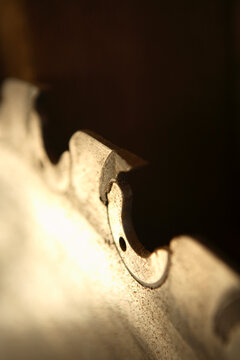 The razor-sharp carbide teeth on the massive 50+ inch blade at the Sunrise Sawmill in Asheville, NC