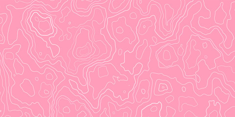 Fototapeta premium Abstract wave lines on pink background. White wave lines of topographic design. Vector contour illustration.