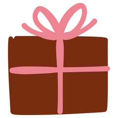 Gift box icon, Vector hand drawn illustration.