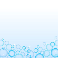 キラキラシャボン玉の背景　正方形　ブルー