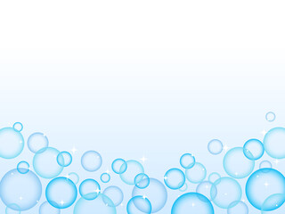 キラキラシャボン玉の背景　横位置　ブルー