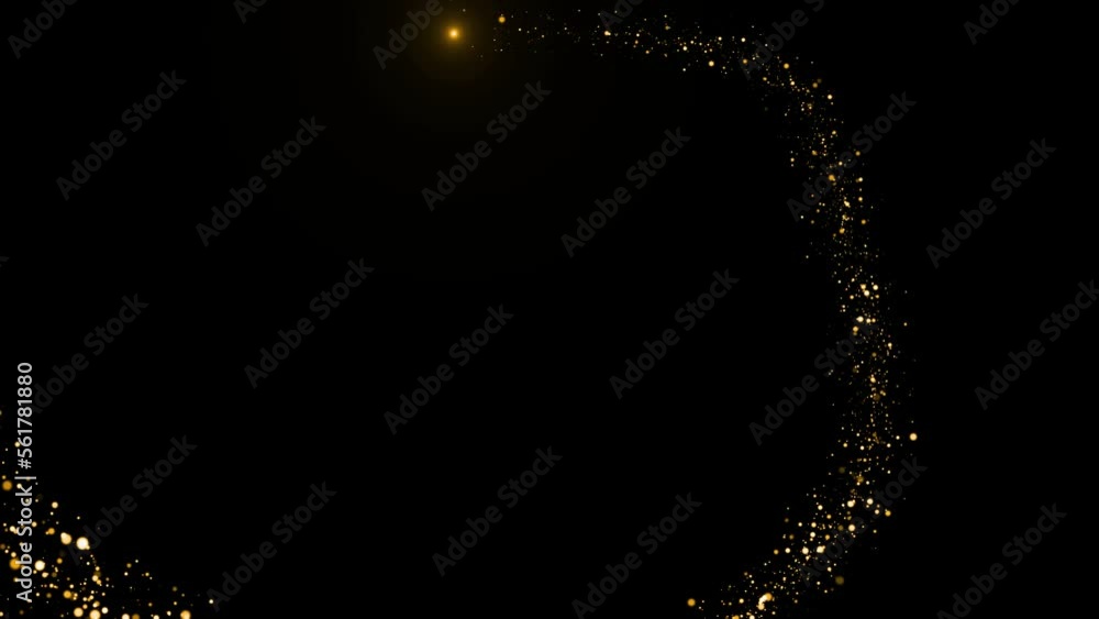 Poster flight of gold bokeh sparkling particles with alpha channel