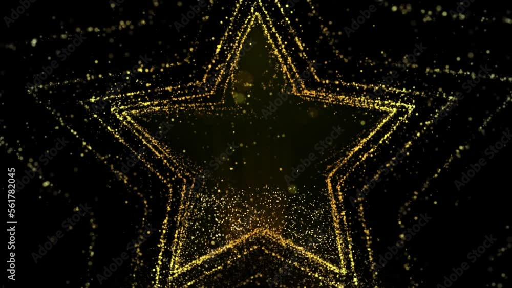 Poster flight of gold bokeh sparkling particles with alpha channel