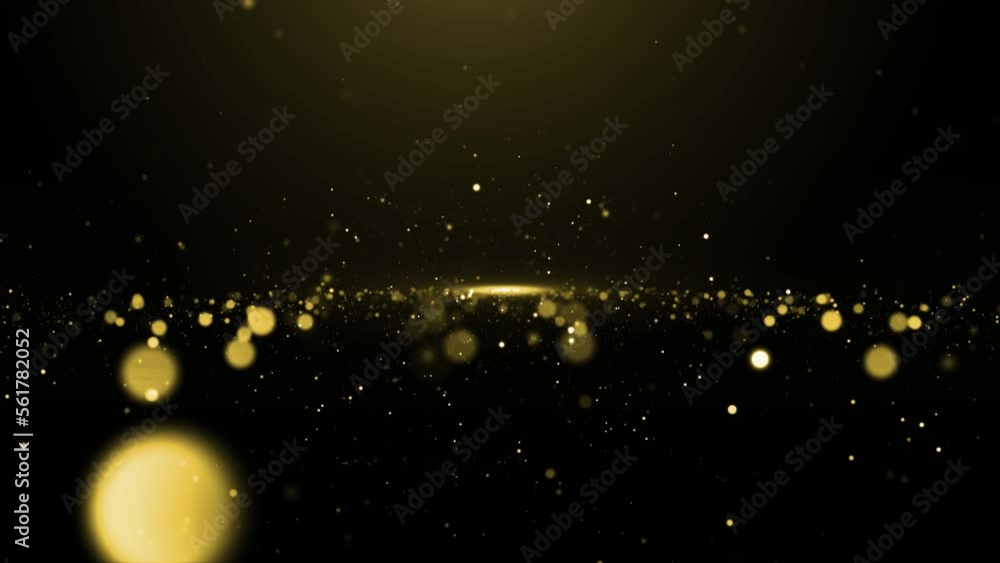 Poster flight of gold bokeh sparkling particles with alpha channel