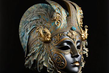 Carnival mask / Ornate headdress, isolated on black background