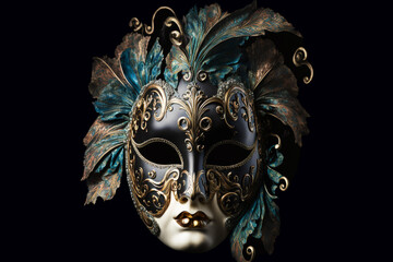 Isolated ornate carnival mask on a black background