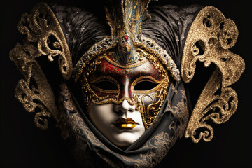 Carnival mask on a deep black background