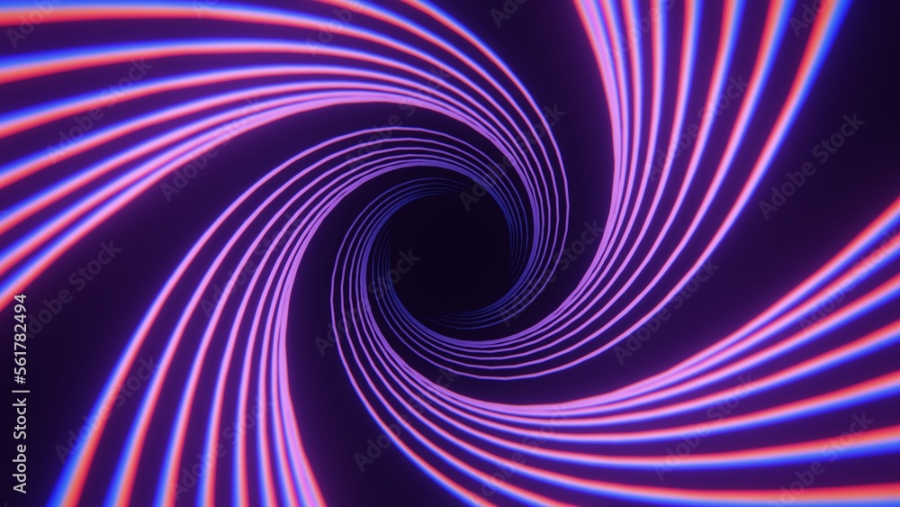 Poster concept tunnel rotate wave. futuristic sci-fi modern empty stage reflective concrete room with purpl
