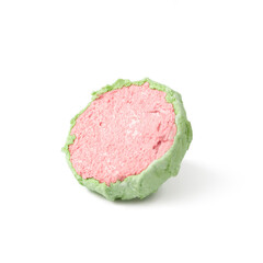 Marshmallow on white. Multicolored marshmallow isolated on white background. One half marshmallow