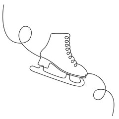 Continuous one line drawing of ice skate. Vector illustration