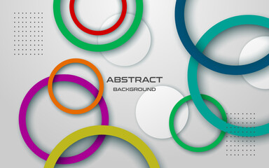 abstract green, purple, blue, orange circle ring overlap geometric layers background. eps10 vector