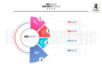 Timeline infographics design template with 4 options, process diagram.