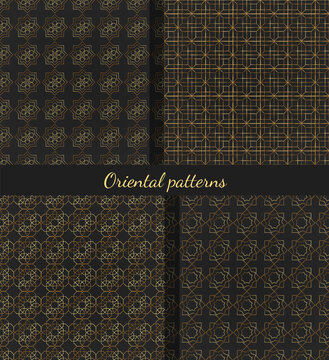 Set of Islamic, Arabic, Oriental background patterns. Seamless pattern in vector.