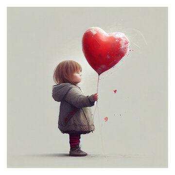 Valentine Little girl - Made by human and Generative AI